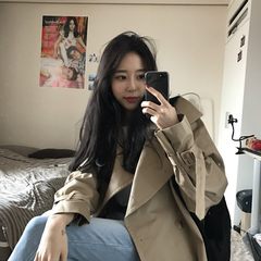 The THESUMEY push loose retro collar anger autumn hand in the long coat sleeve cuff female S Khaki