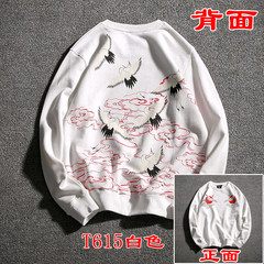 The autumn wind Chinese Vintage Mens Long Sleeve T-Shirt text fat XL MENS body fat tide T-shirt bottoming shirt 3XL DSA015-T615 white