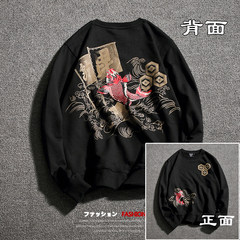 The autumn wind Chinese Vintage Mens Long Sleeve T-Shirt text fat XL MENS body fat tide T-shirt bottoming shirt 3XL DSA015-T613 black