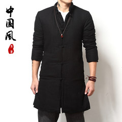 The winter wind in the men's long coat Chinese thick cotton padded clothes and fertilizer XL cotton youth Costume Jacket tide 3XL M552- (black collar)