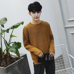Autumn and winter - head men's sweater sweater color trend of Korean male loose sweater sweater coat primer S Ginger