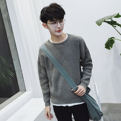 Autumn and winter - head men's sweater sweater color trend of Korean male loose sweater sweater coat primer S gray