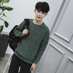 Autumn and winter - head men's sweater sweater color trend of Korean male loose sweater sweater coat primer S green
