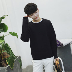 Autumn and winter - head men's sweater sweater color trend of Korean male loose sweater sweater coat primer S black
