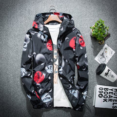 Jacket men's spring and autumn, 2017 new Korean version, leisure trend, self cultivation, handsome autumn clothing, young Baseball Jacket 3XL Red bubbles