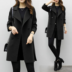 Wool coat 2017 female new autumn and winter in the long section of Korean cocoon small size loose woolen coat XS black