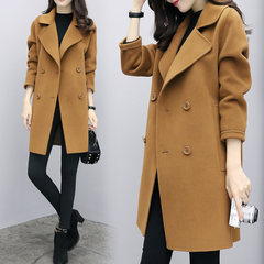 Wool coat 2017 female new autumn and winter in the long section of Korean cocoon small size loose woolen coat XS Camel