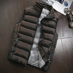 New Korean men down cotton vest vest vest vest size couple slim female thick coat 3XL Coffee