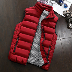 New Korean men down cotton vest vest vest vest size couple slim female thick coat 3XL gules