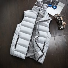 New Korean men down cotton vest vest vest vest size couple slim female thick coat 3XL Light grey