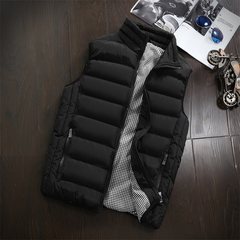 New Korean men down cotton vest vest vest vest size couple slim female thick coat 3XL black