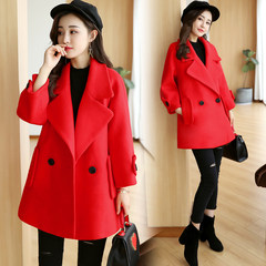 Long wool coat, 2017 new Korean thin loose cloak long sleeved coat type code XS gules