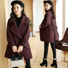 Long wool coat, 2017 new Korean thin loose cloak long sleeved coat type code XS Red bean paste