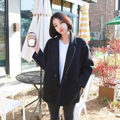 Autumn and winter are short coat new female Korean little wool coat student cocoon woolen coat XS black