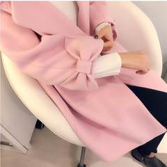 Wool coat loose sleeveless coat Princess female cocoon powder coat size 2017 new woolen coat female tide S Pink plus cotton thickening