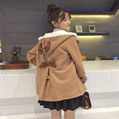 Autumn and winter of 2017 new women's Korean small fresh winter coat in the thick woolen adorable students long coats F Picture color