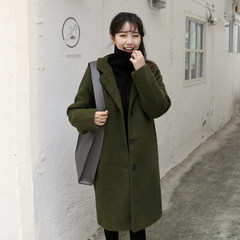 Wool coat female 2017 new autumn and winter in the long section of South Korean students cocoon thickened double woolen coat tide XS green