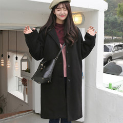 Wool coat female 2017 new autumn and winter in the long section of South Korean students cocoon thickened double woolen coat tide XS black