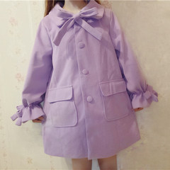 Autumn and winter women's Day soft sister long hair coat, tide ulzzang trumpet sleeve loose student coat woman F Violet