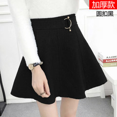 2017 new winter skirt female waist wool skirt Korean students a word skirt all-match Tutu thick S Button Black