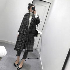 Plaid wool tweed coat girls long 2017 new Korean fashion slim slim single breasted coat in autumn and winter S Picture color