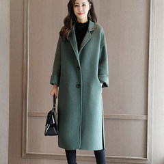 Double face woolen cashmere coat, Long Maxi 2017 new winter loose wool coat in Korea chic XS Shrimp cyan