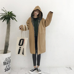 Hitz Korean all-match tooling BF wind camouflage jacket loose chic female students wear on both sides of Harajuku windbreaker F Deep card