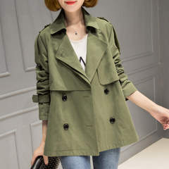 Pure little short coat female Korean 2017 new winter all-match double breasted coat hingo loose woman S Army green