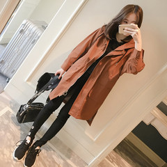 In the 2017 spring and Autumn period, the new version of Korean students BF long loose, hooded little windbreaker female chic coat tide S Caramel color
