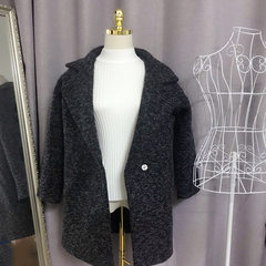 Winter new Korean Tweed Wool Coat girls cocoon long woolen coat loose Korea thickening S Black (with cotton thickening)