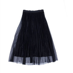 Chic skirt retro a A-line skirt in the long winter of 2017 new female Korean velvet skirt pleated skirt S Black [diamond velvet]