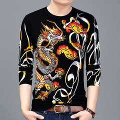 Special offer every day China dandy menswear winter wind stamp slim Crewneck sweater sweater flower 185/3X recommends 180 Jin 1717 dragon diagram
