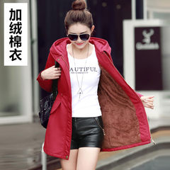 The 2017 autumn and winter in the long section of the new Korean cultivating all-match significantly sprat female age plus velvet coat 3XL Red (winter plus cotton padded clothes)