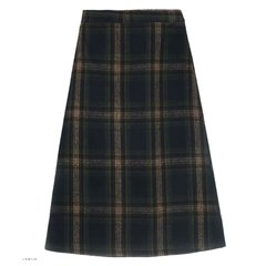 2017 winter South Korea New Retro wool skirt waist Plaid schoolgirl thickened in the long section of a word skirt S blue