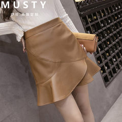 PU small leather skirt waist slim package hip skirt a word skirt skirt skirt skirts in summer autumn and winter bedding S Khaki