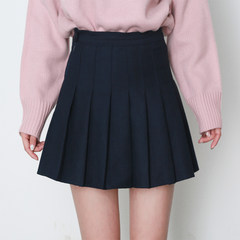 The student wool pleated skirt skirt culotte a word skirt 2017 Korean mini skirt, autumn and winter XS Navy Blue [spot]