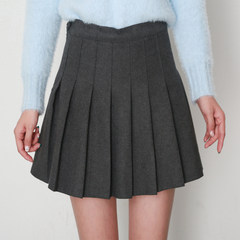 The student wool pleated skirt skirt culotte a word skirt 2017 Korean mini skirt, autumn and winter XS Dark grey [spot]
