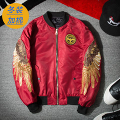 New flower and Bird Embroidered Jacket for men and women in autumn and winter 3XL Red 1
