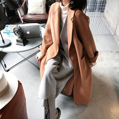 Great joy made 2017 autumn and winter new style commuter straight cylinder lapel, long double face coat, female wool coat S Camel