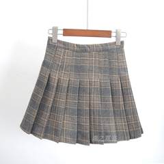 The 2017 New South Korean winter wind Wool Plaid Skirt waist, A word skirt body woolen skirts XS Khaki