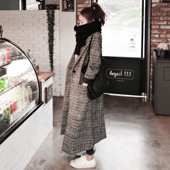 Wool coat in the long winter, female Korean students loose Houndstooth plaid jacket thick woolen coat It takes about 3-5 days for customized fabrics to be shipped Picture color [Collection Plus shopping cart priority delivery]