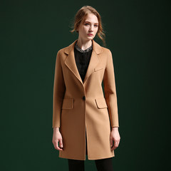Two girls long cashmere coat 2017 new high-end handmade Korean winter season coat clearance M/160 [suggest 110 pounds to wear] Camel