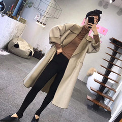 Ulzzang2017 new coat long loose woolen cashmere wool coat Korean students Harajuku girl M Khaki