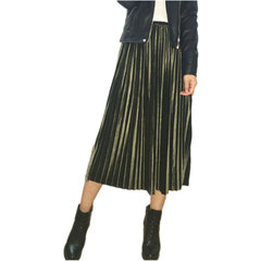 The metallic color velvet skirt in autumn and winter in the long waisted pleated skirt dress dress a chic backing F Olive green