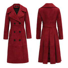 My life before Luo Zijun the same coat in knee long coat suede windbreaker female 2017 new autumn M for about 106-115 pounds Claret