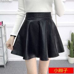 In the autumn of 2017 new PU leather skirt A A-line dress stitching umbrella skirt small leather skirt waist slim skirt skirt S Pigtail 320