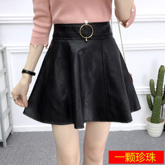 In the autumn of 2017 new PU leather skirt A A-line dress stitching umbrella skirt small leather skirt waist slim skirt skirt S A pearl 309