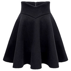 Black skirt size skirt female winter anti swing skirt waist A A-line dress pleated skirt Tutu 3XL Black 1