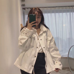 A Korean Guochun tooling leisure pocket waist coat long coat bag mail S white