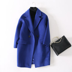 Ulzzang little girls long wool coat and XS short coat chic Korea girl L Royal Blue